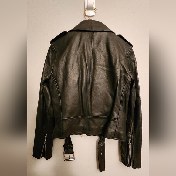NWT Michael Kors Black Leather Moto Motorcycle Jacket Size Small - Picture 7 of 16